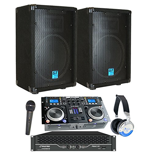 Amp Connect your Laptop Mic MP3s or Cds 2100 WATTS 10 Speakers Mixer/Cd Player Starter Dj System USB Headphones. iPod via Bluetooth 